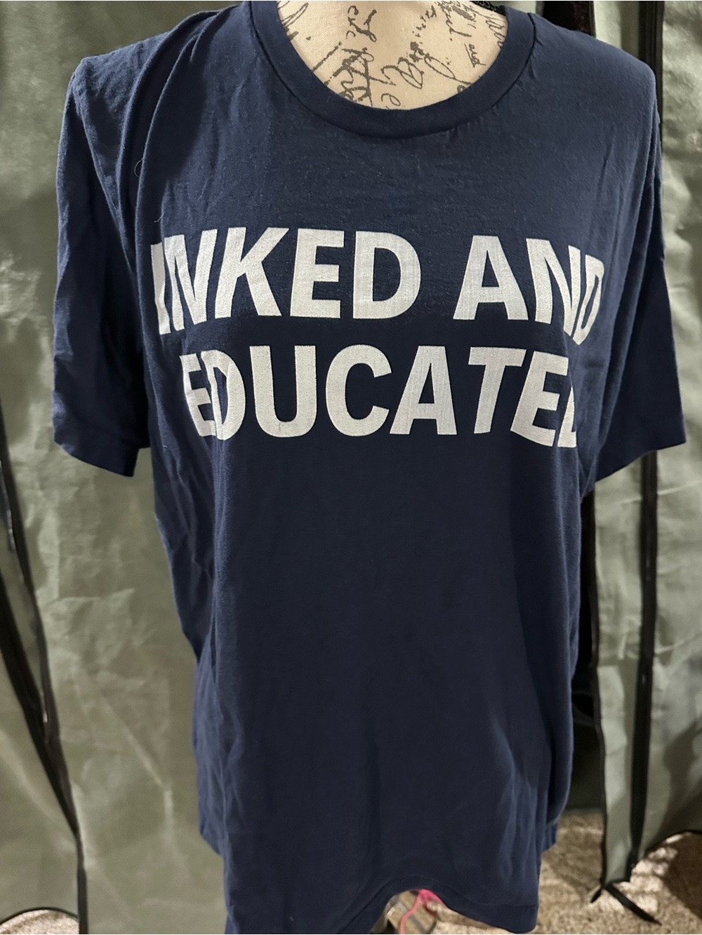 Bella Canvas Navy Tee with Bold White "INKED AND EDUCATED" Print